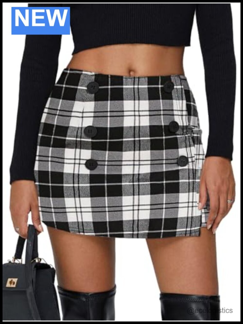 Plaid Tweed High Waist Bodycon Mini Skirt Y2K Stretch Fall Winter